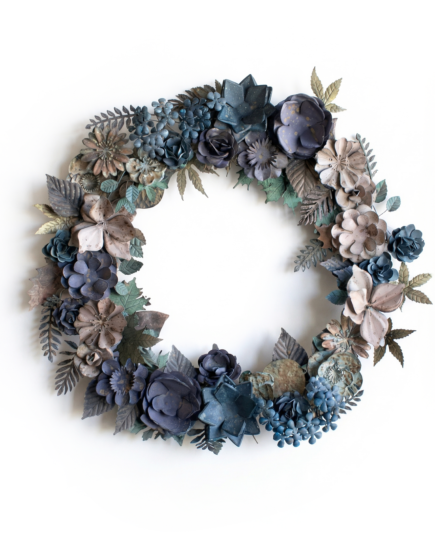 Metalen Bladeren & Bloemen Krans MA3001