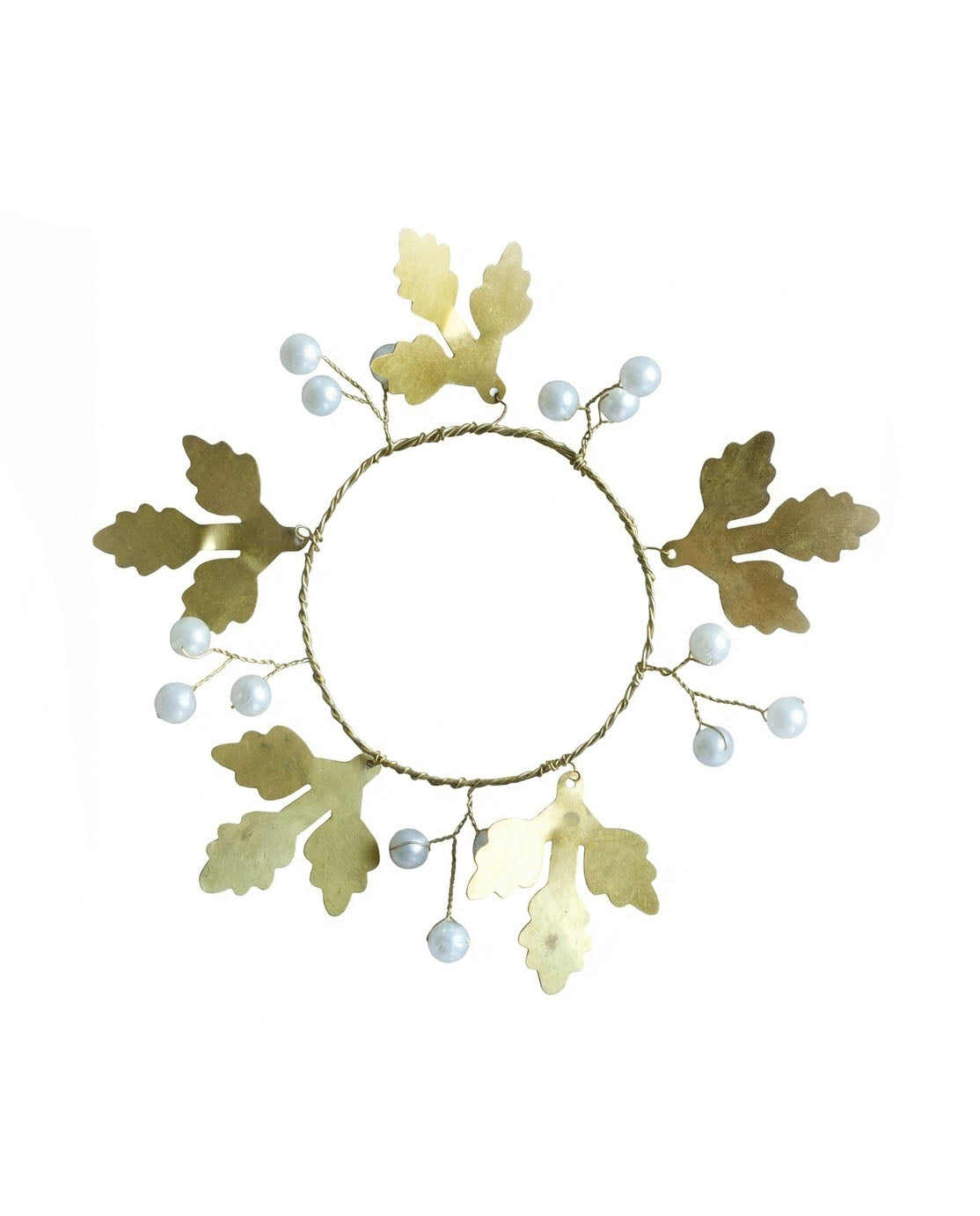 Leaf & pearl beads napkin ring TI1310