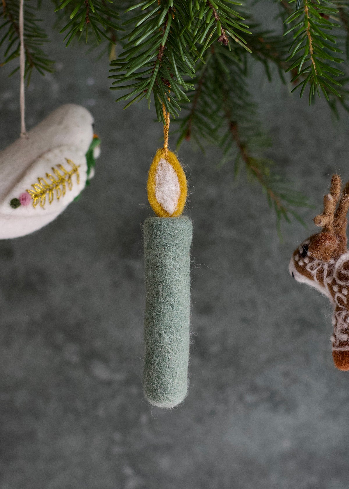 Felt candle green