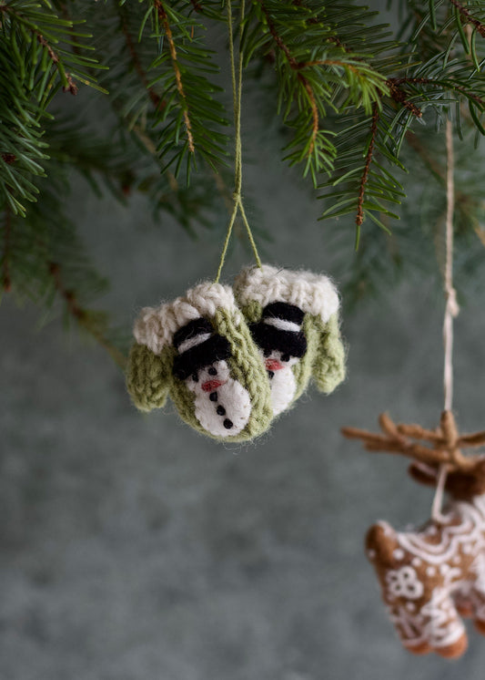 Mittens snowmen green NEP107