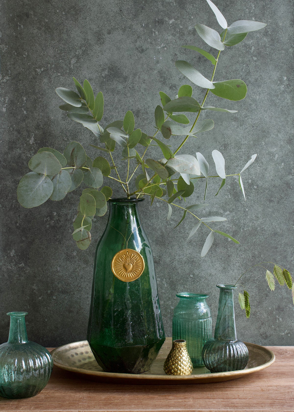 Dark green recycled vase WEL237