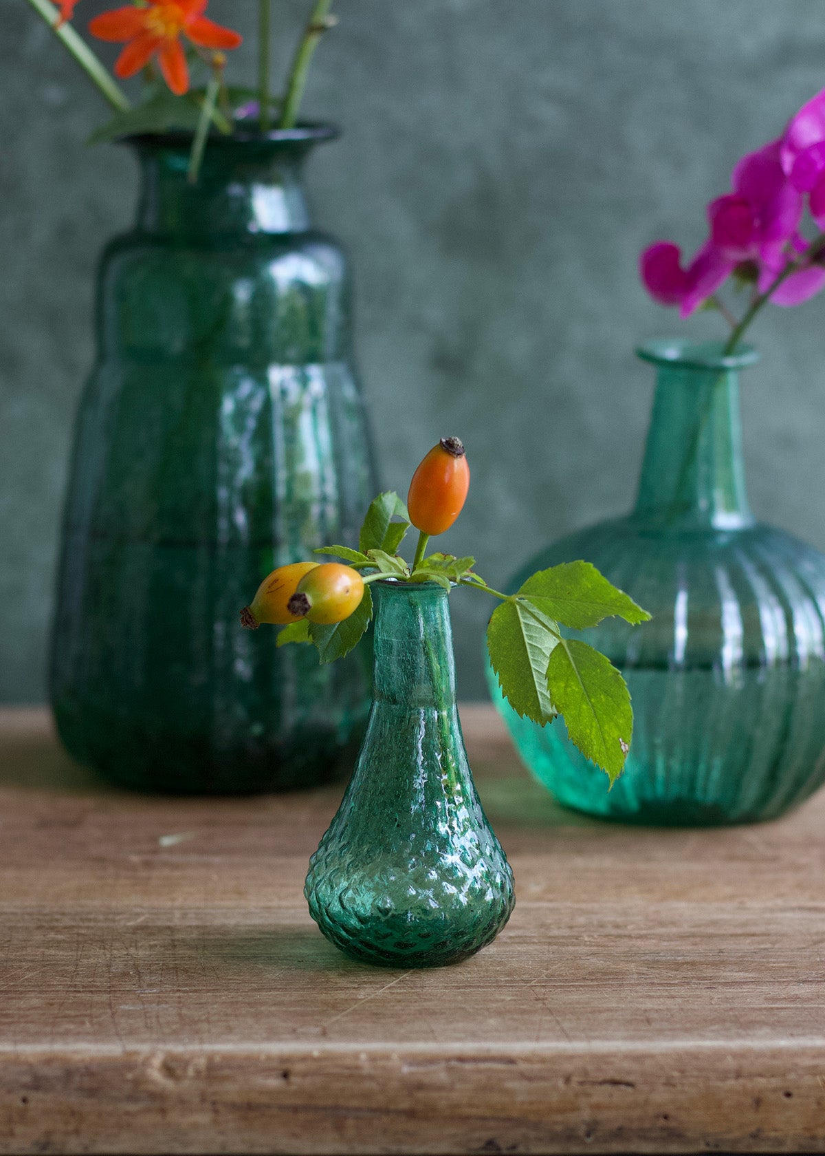 Petit vase green recycled glass WEL264