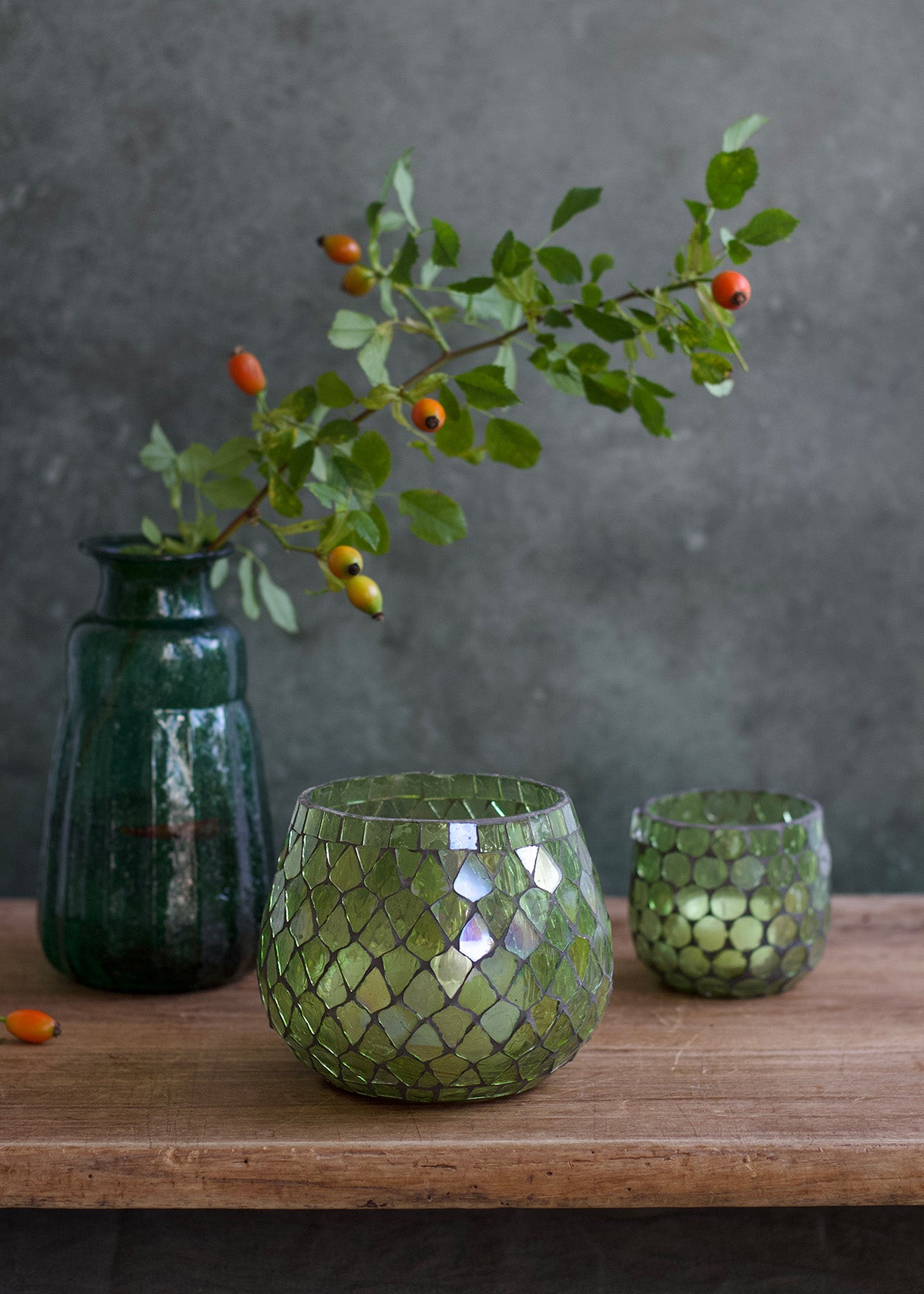 Green mosaic tealight WEL259