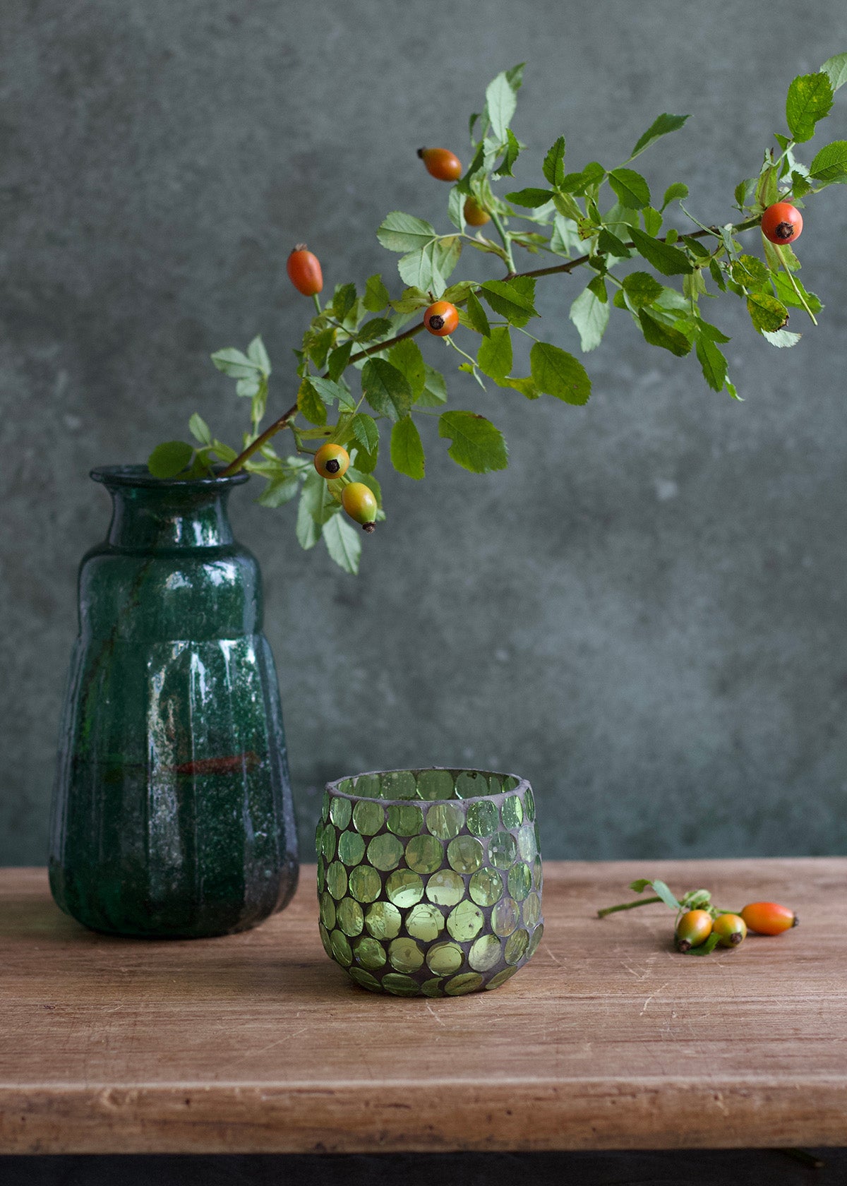 Vase dark green recycled WEL239