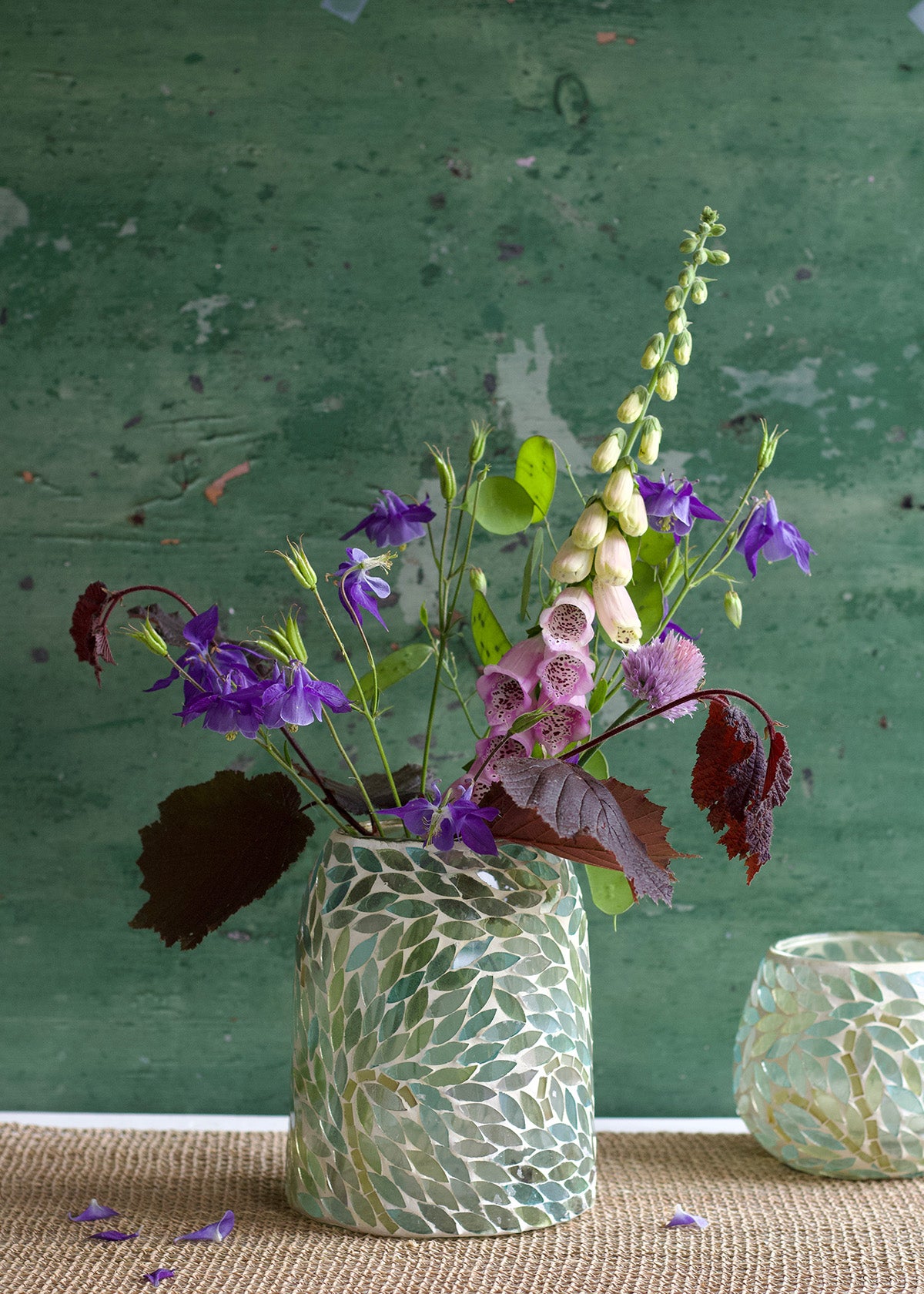 Vase mosaic seagreen WEL210
