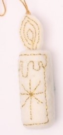 Felt candle white and gold