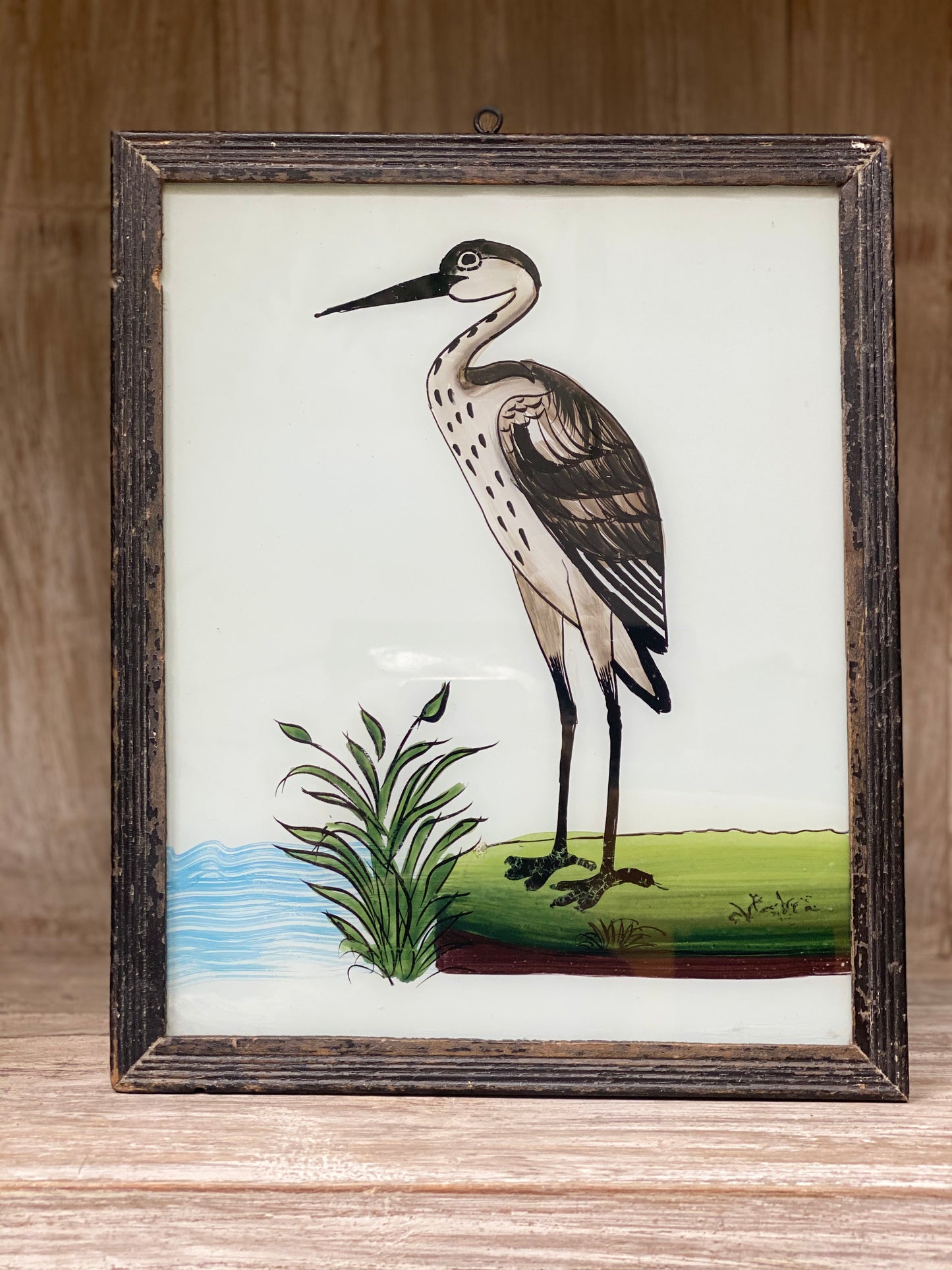 Peinture sur verre oiseau