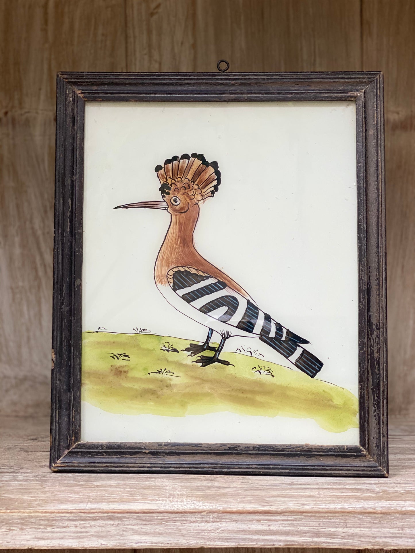 Peinture sur verre oiseau