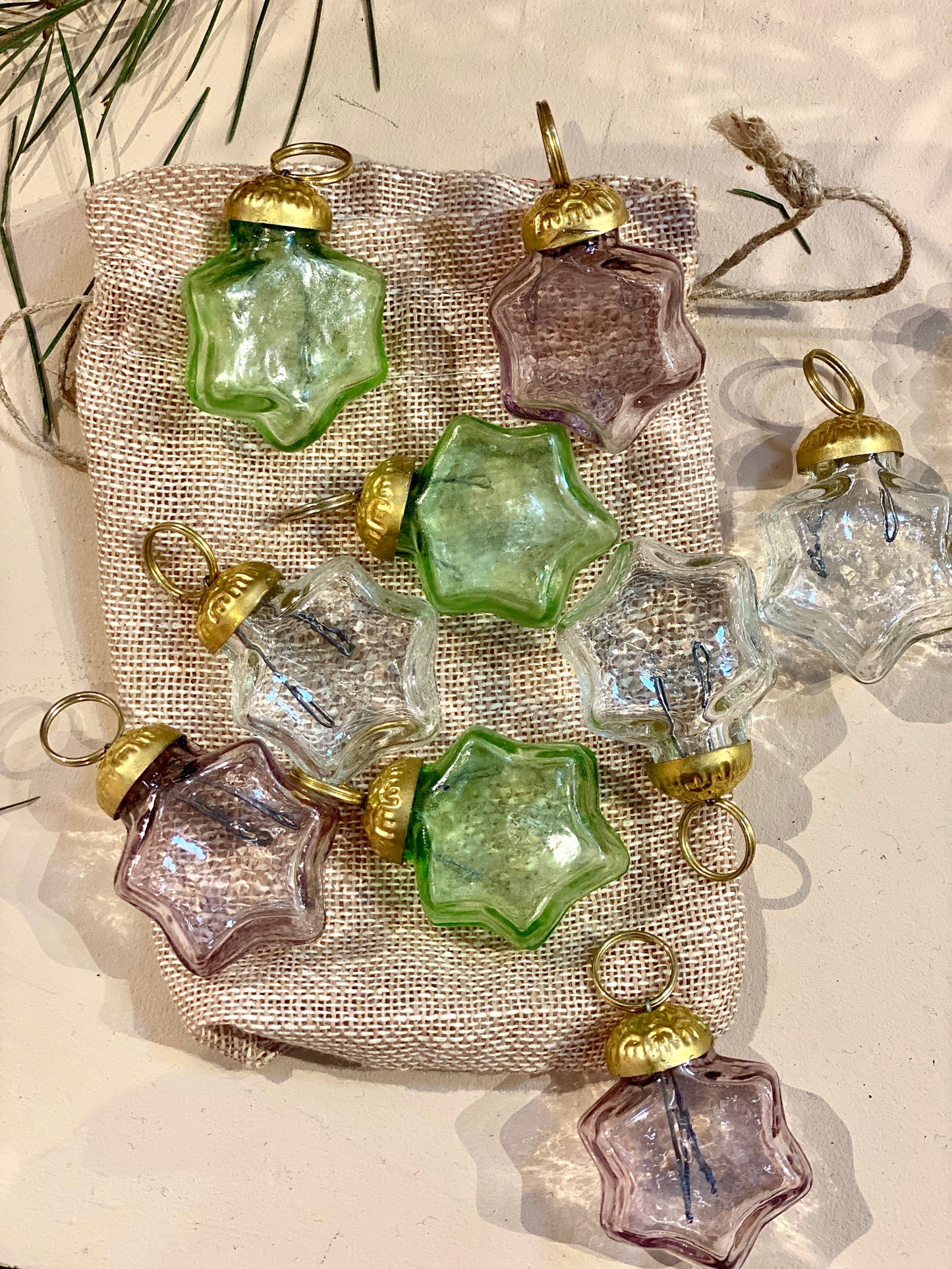 Set of 9 glass stars WEL260