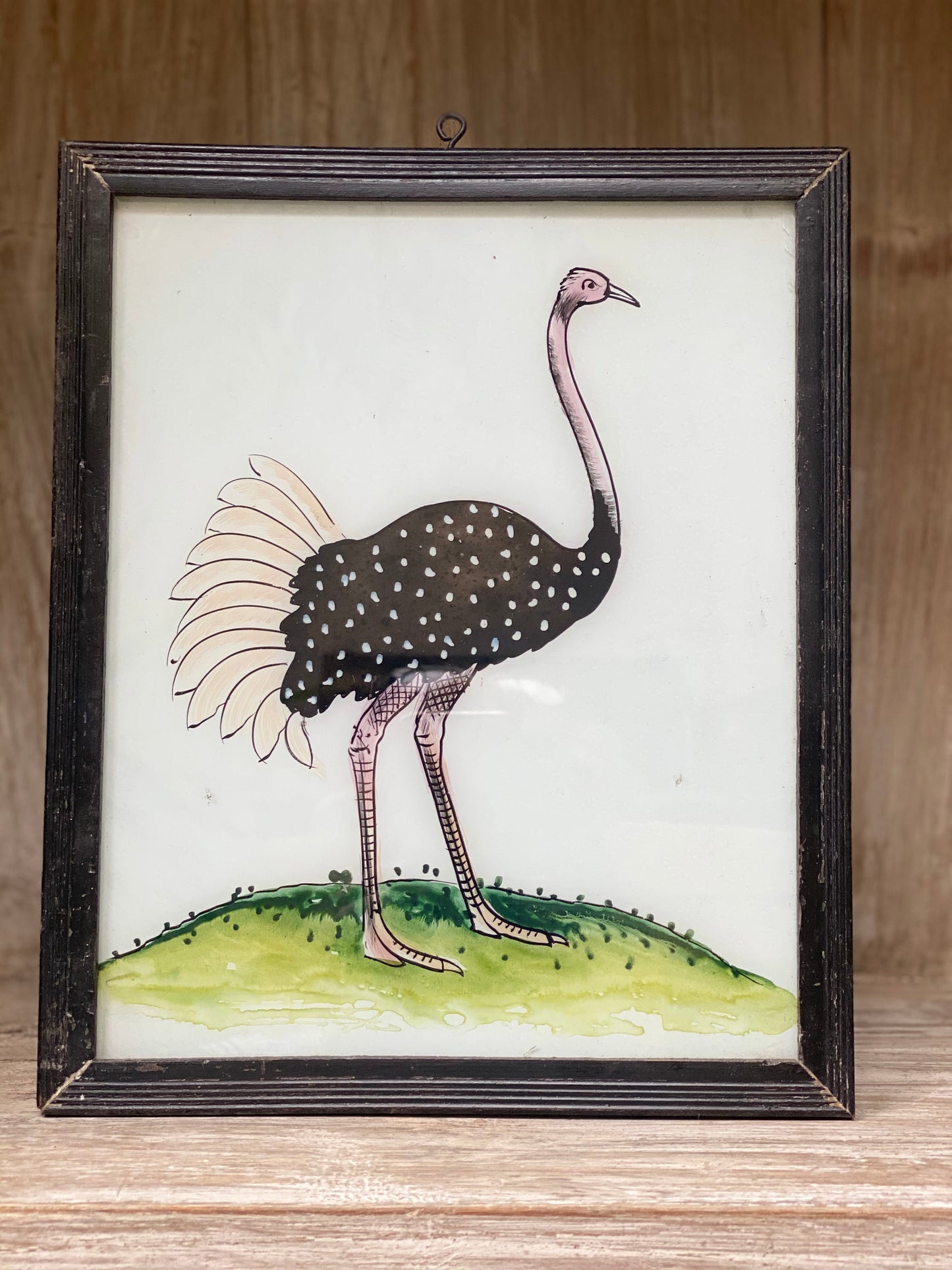 Peinture sur verre oiseau