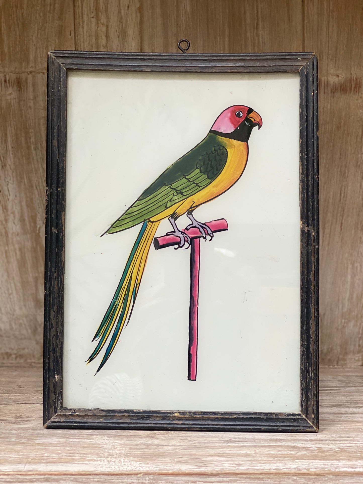 Peinture sur verre oiseau