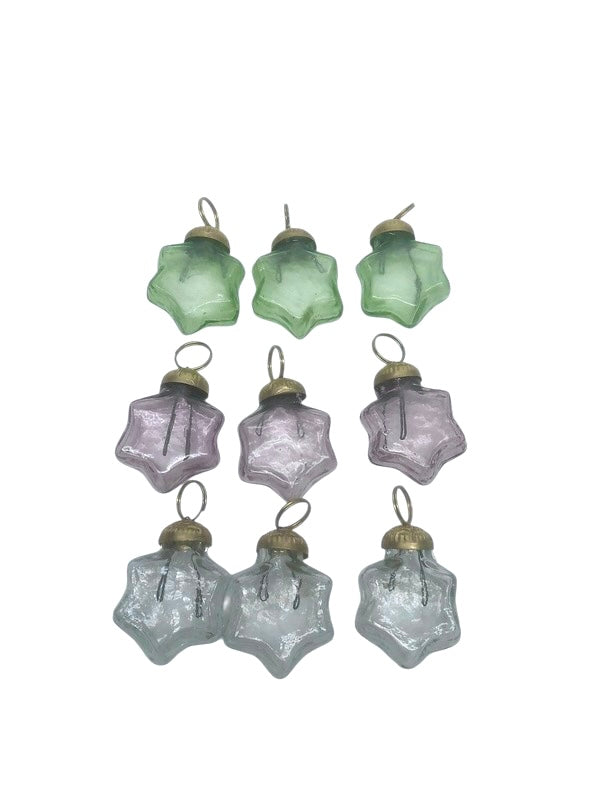Set of 9 glass stars WEL260