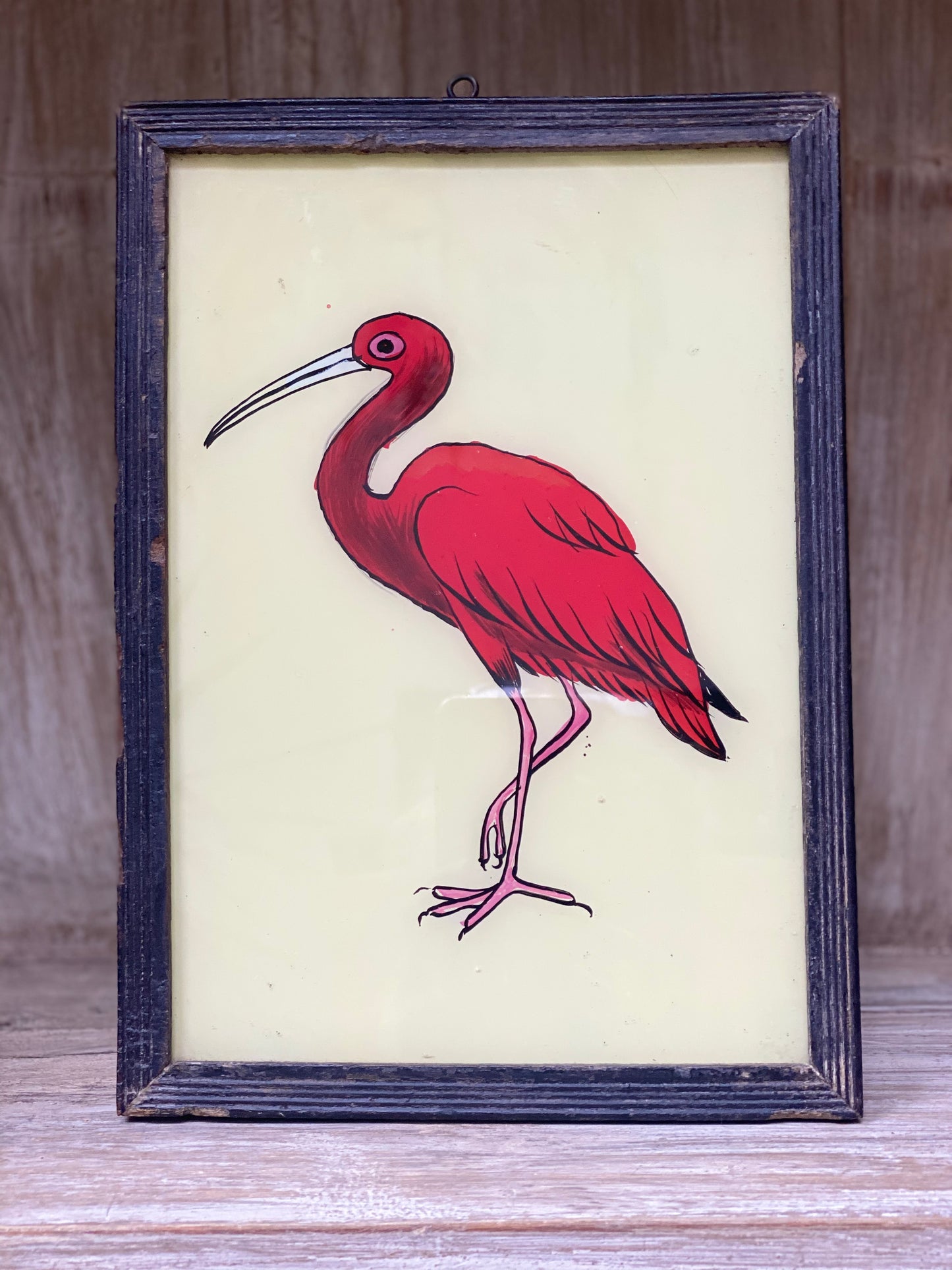 Peinture sur verre oiseau