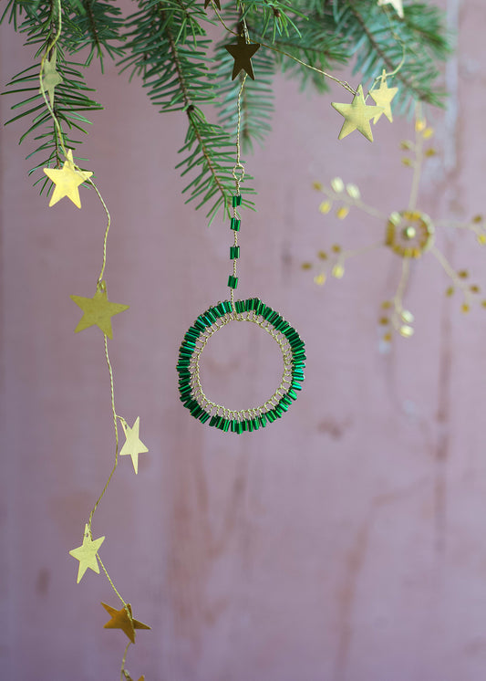 Green Hoop Christmas Ornament WD72