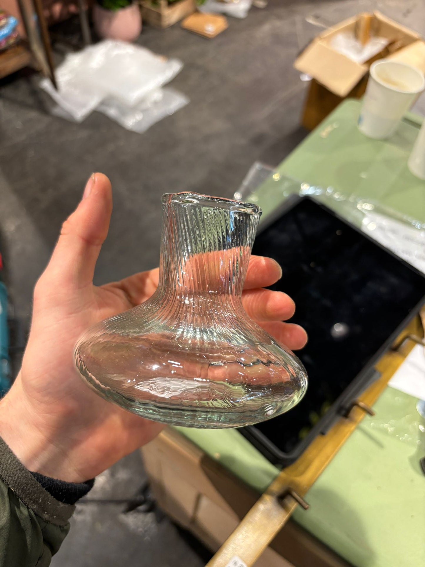 Ribbed Glass Bud Vase Smooth Round EV 8045/ WEL280