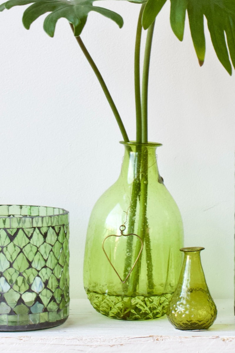 Theelichthouder groen mozaïek WEL138