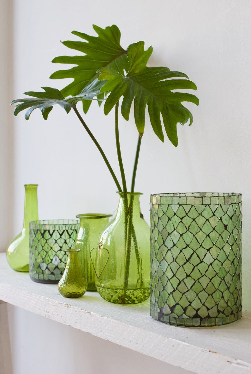 Vase green glass DE2008-15