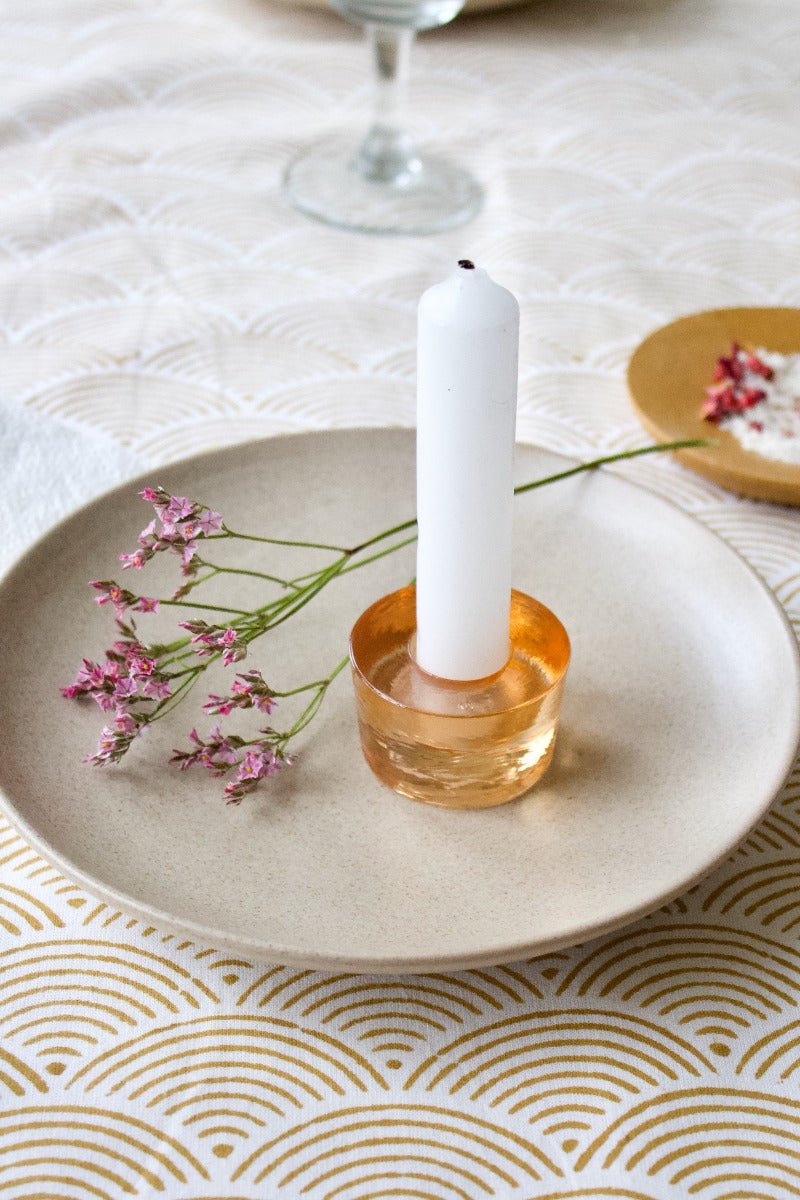 Kaarsenhouder glas cinna-perzik WEL177
