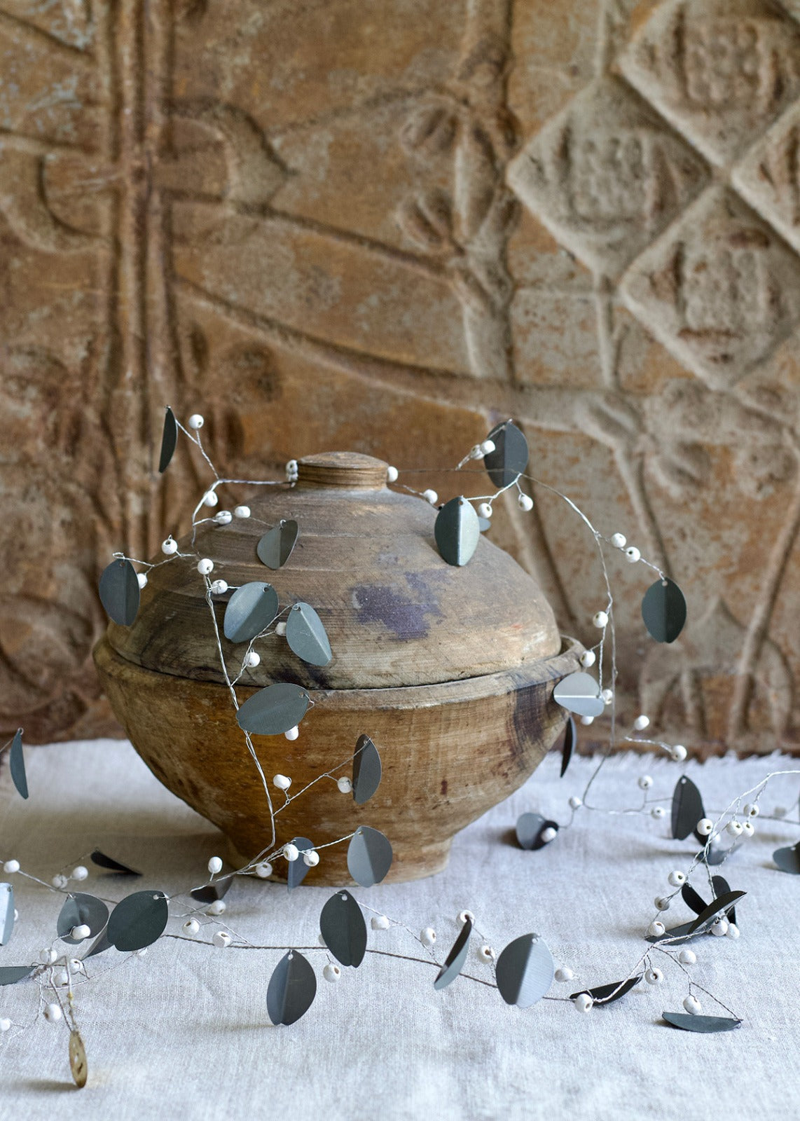 Guirlande zinc baies blanches EW-6210