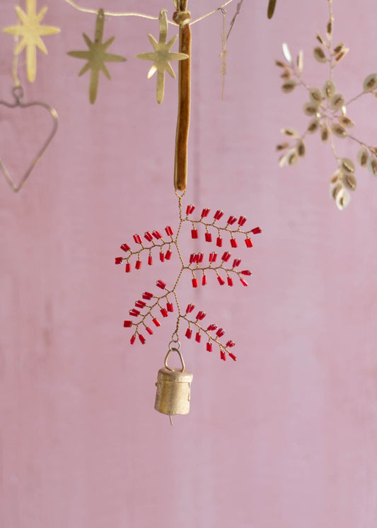 Bell with red beads WD50