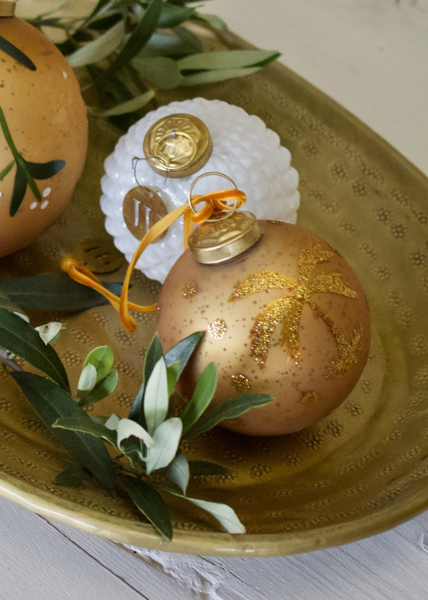 Kerstbal gouden palmboom WEL169