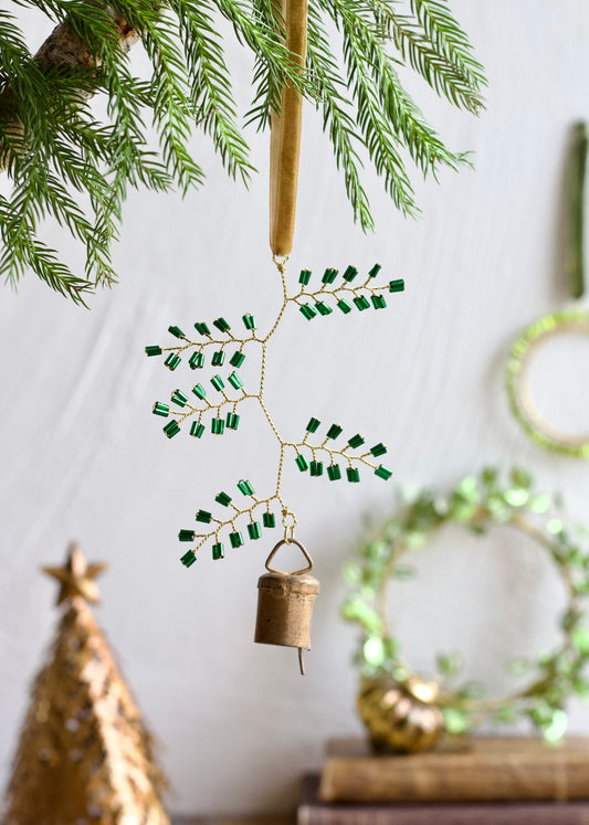Bell with green beads WD33