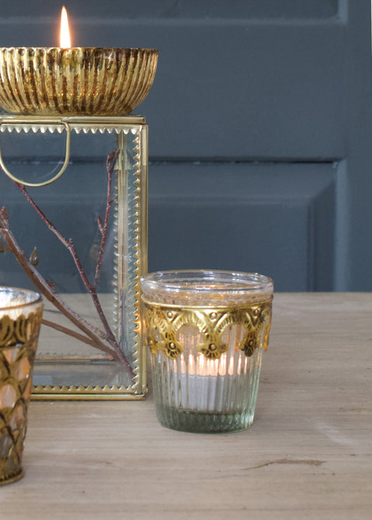 Tealightholder transparent ribbed glass WEL119