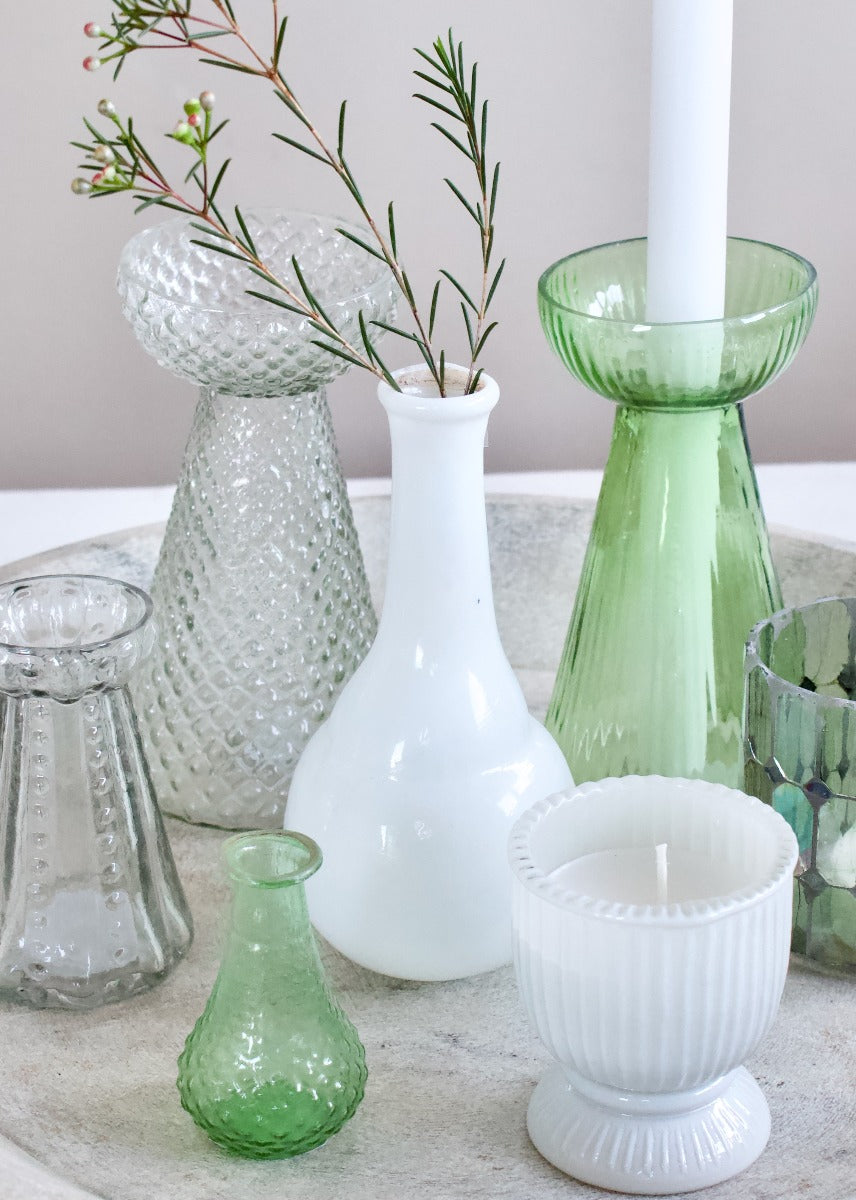 Vase recycled glass opaline white WEL129
