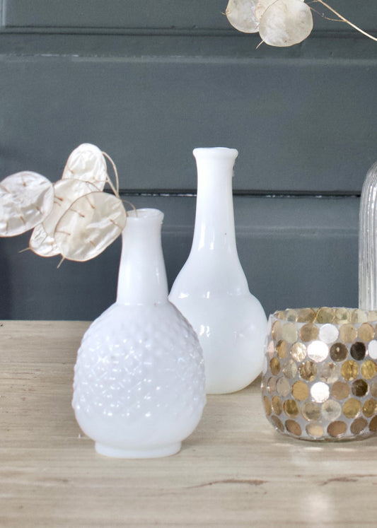 Vase recycled glass opaline white WEL128