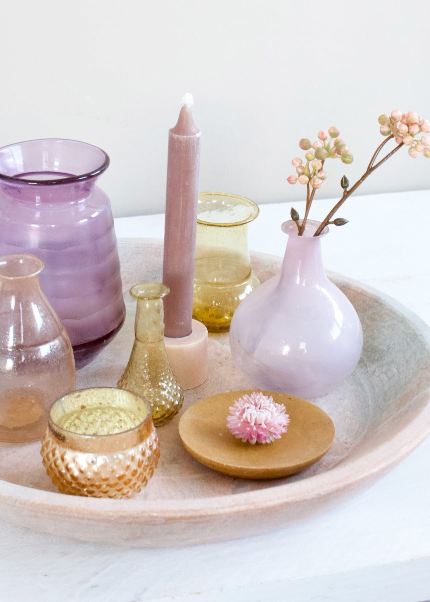 Vase recycled glass opaline pink WEL123