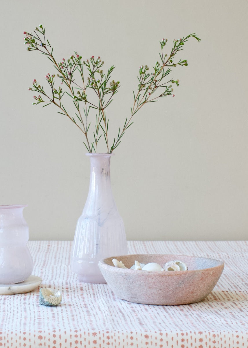 Vase recycled glass in opaline pink WEL125