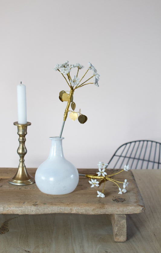 Vase recycled glass opaline white WEL127