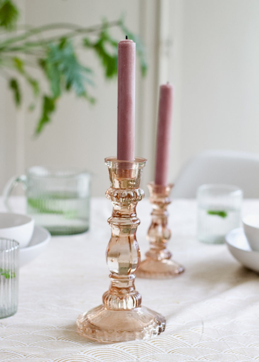 Candleholder glass cinna-peach WEL042