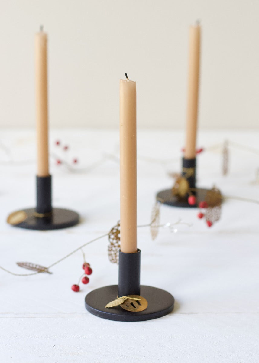 Bougeoir conique noir EW-5871B