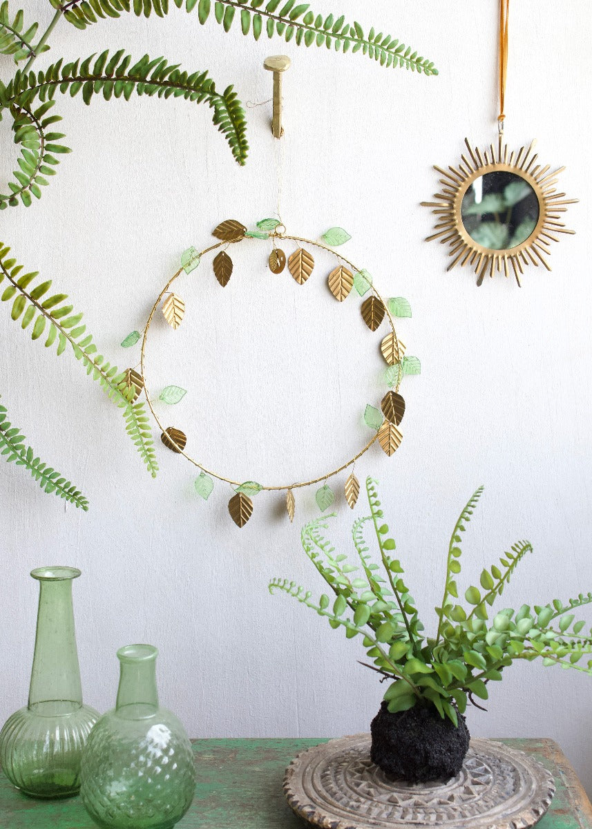 Green & golden leaves wreath TI0623