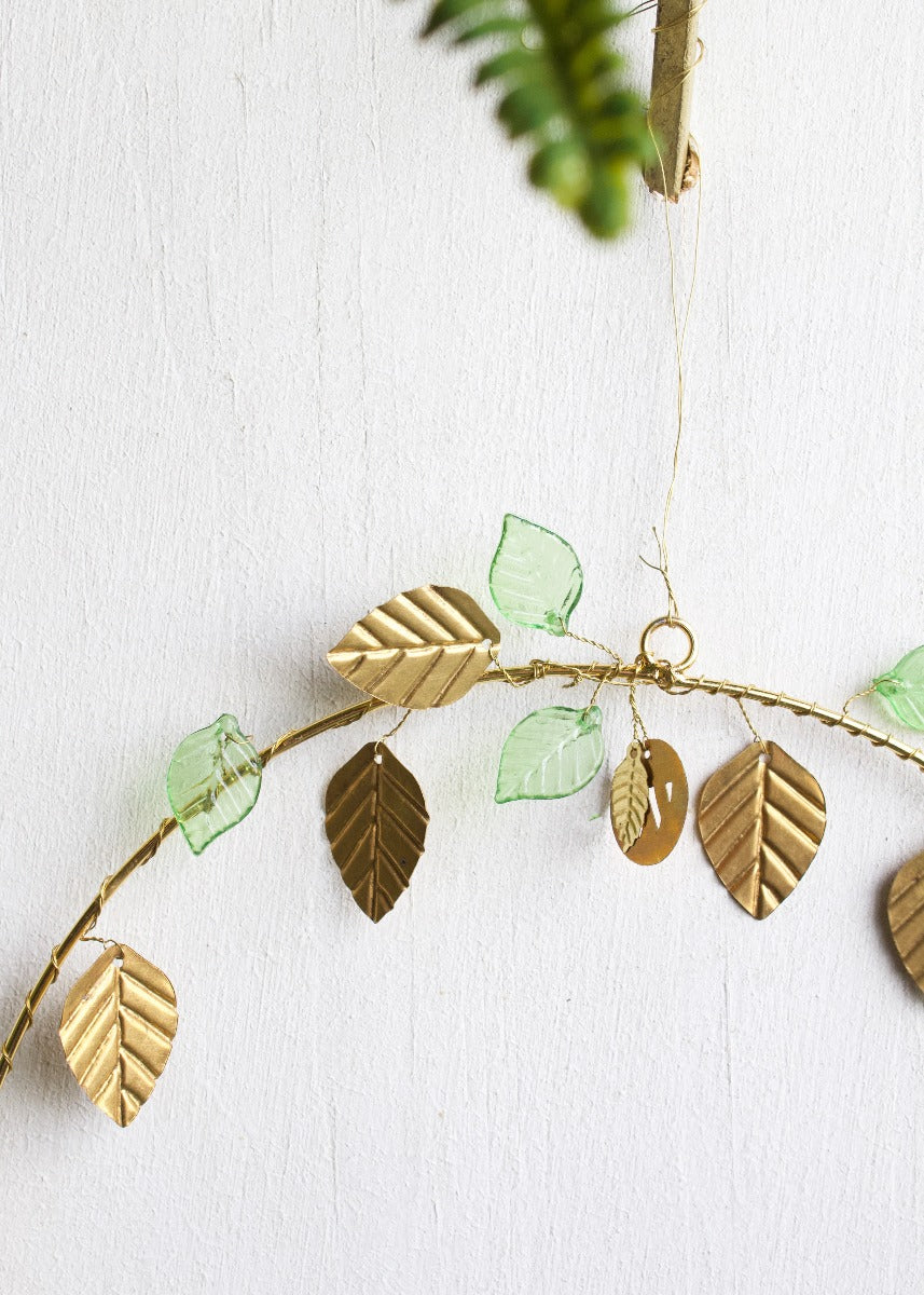 Green & golden leaves wreath TI0623