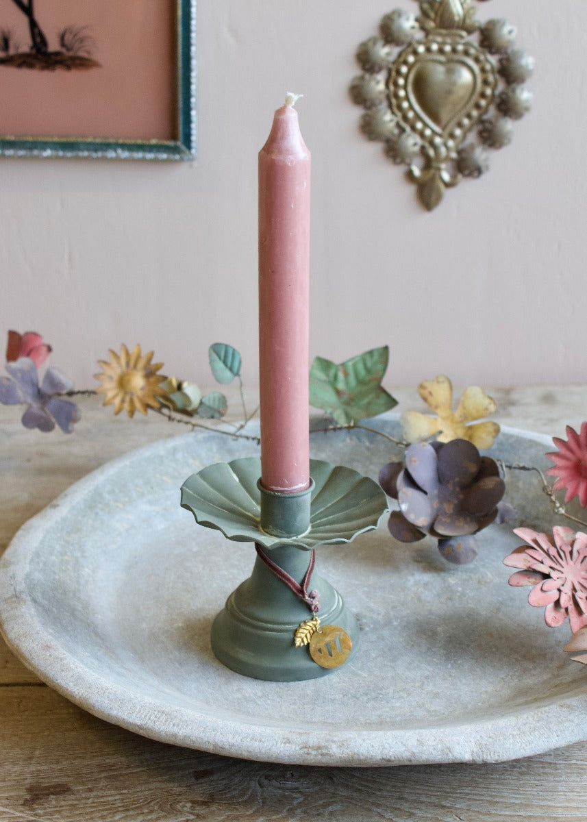 Candle holder old green AS0823