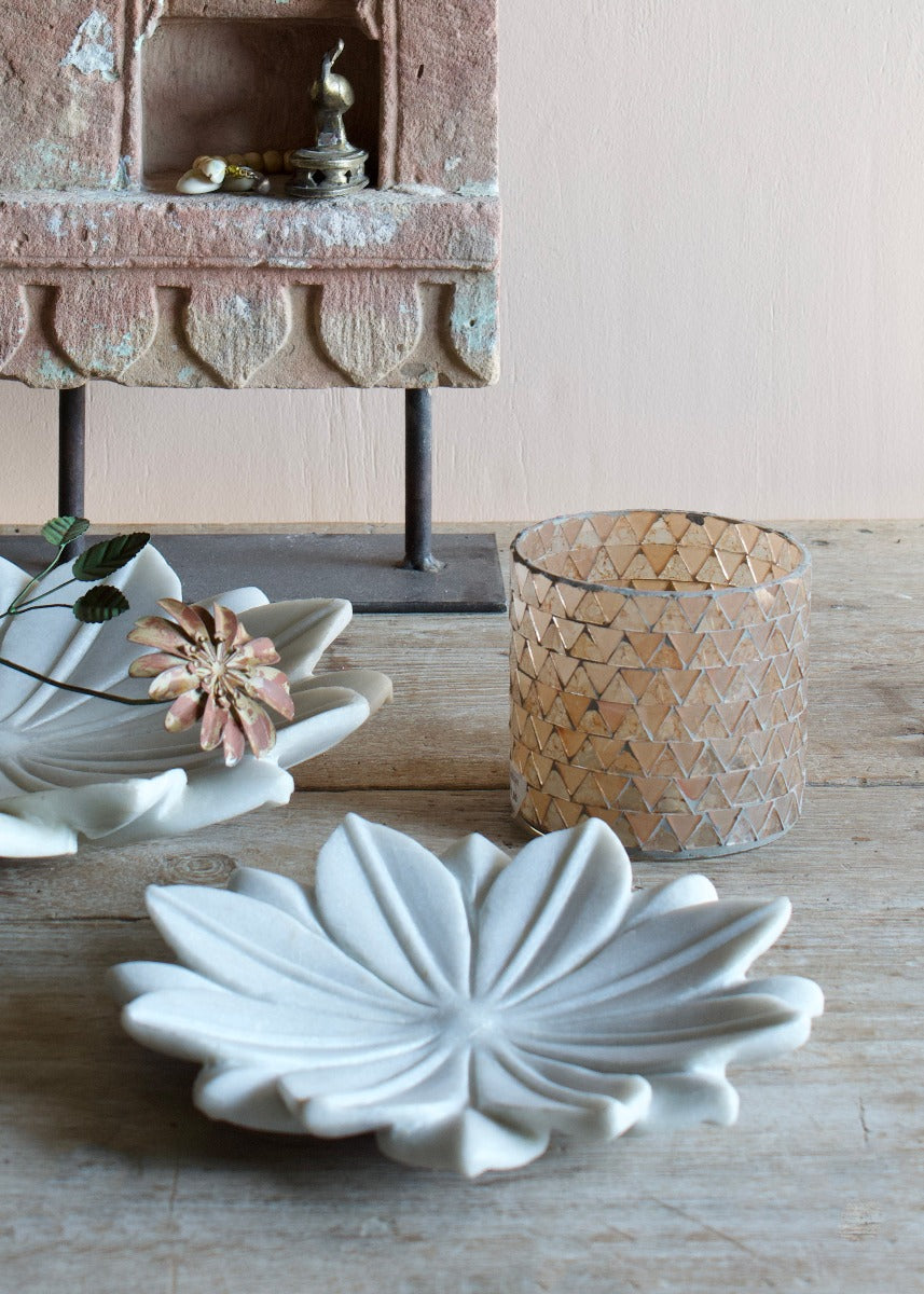 Bol en marbre blanc Lotus Medium MJ 23103