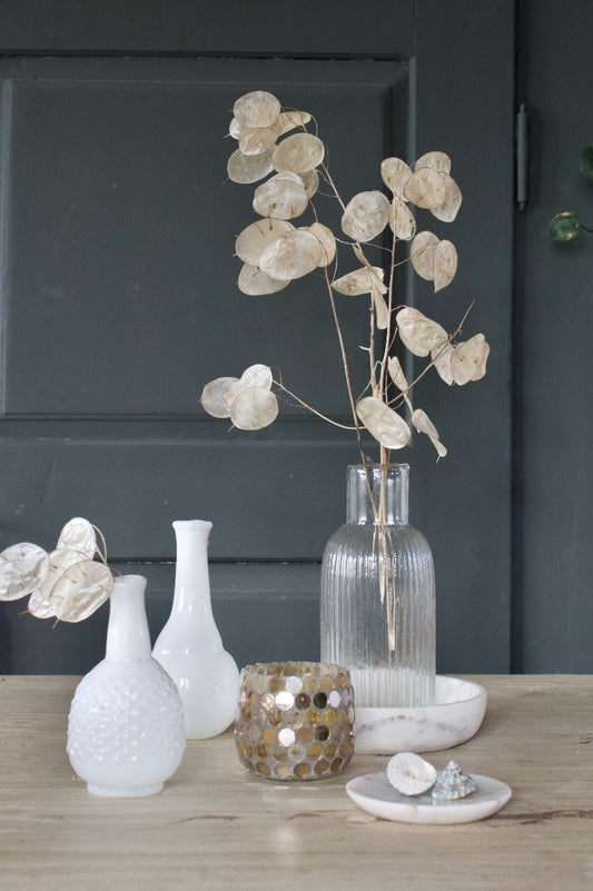 Vase recycled glass opaline white WEL129