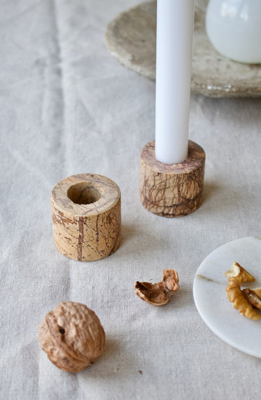 Marble candle holder brown MJ-96