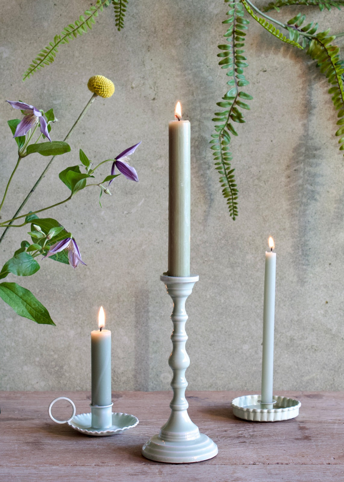 Bougeoir émaillé Menthe DG17