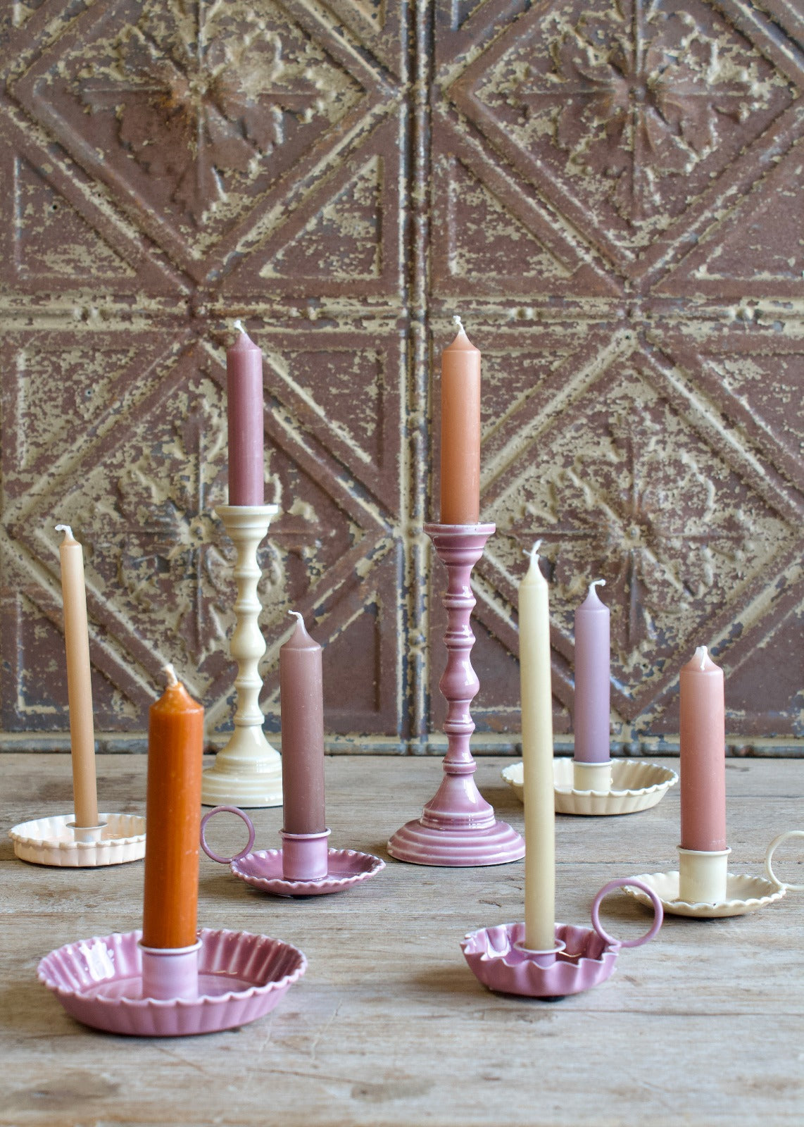 Bougeoir conique beige DG08