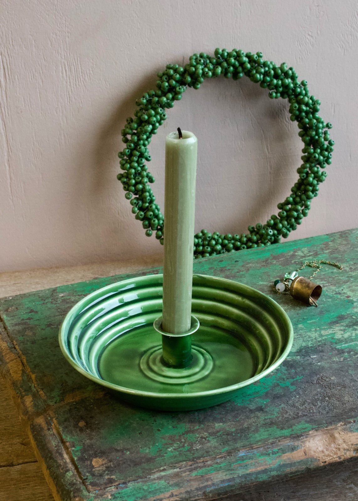 Candle holder green DG15