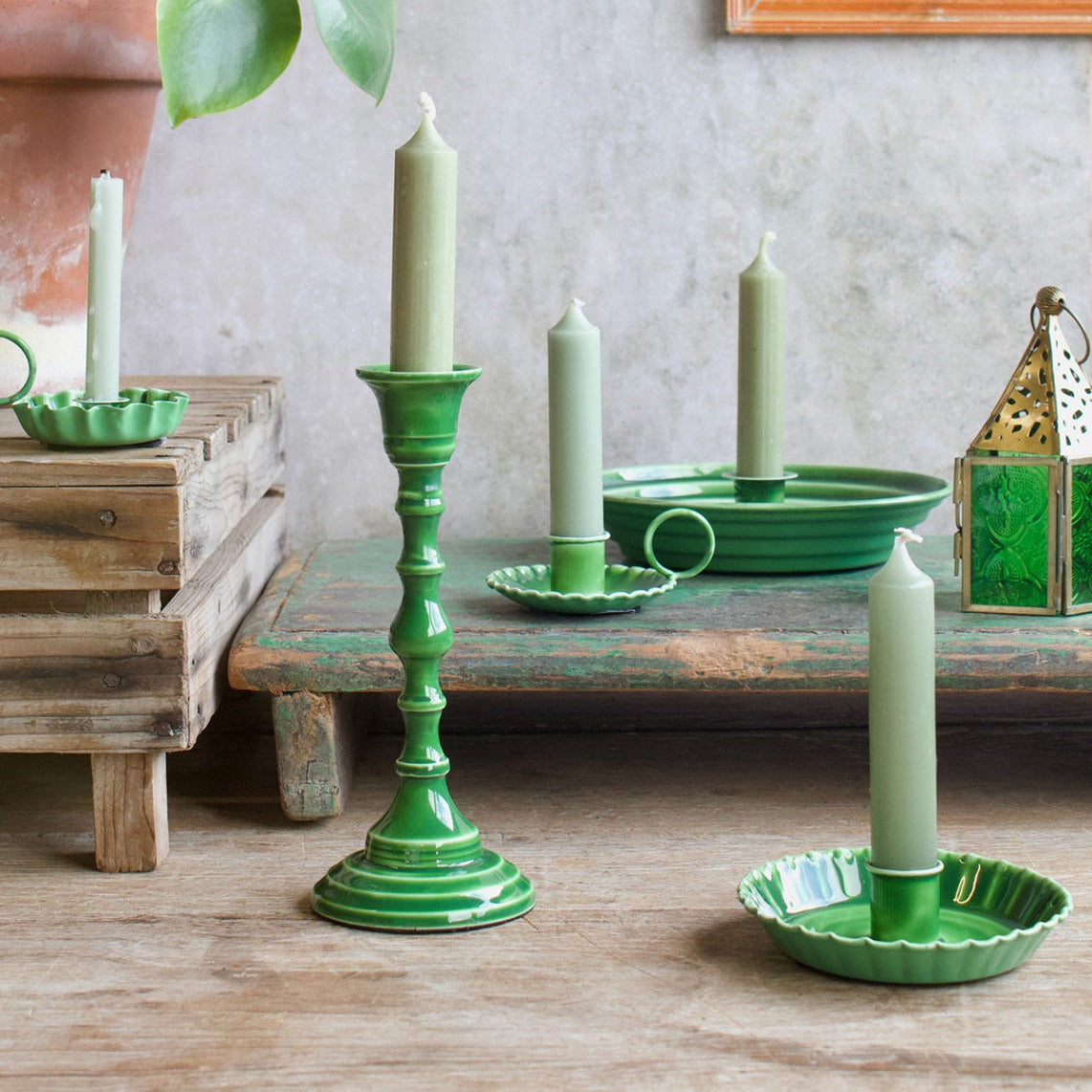 Candle holder green DG15