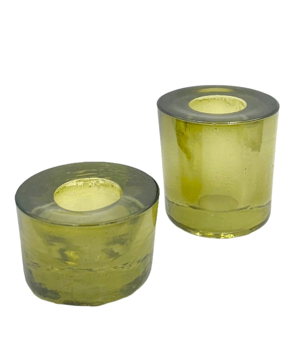 Kaarsenhouder lichtgroen glas WEL179