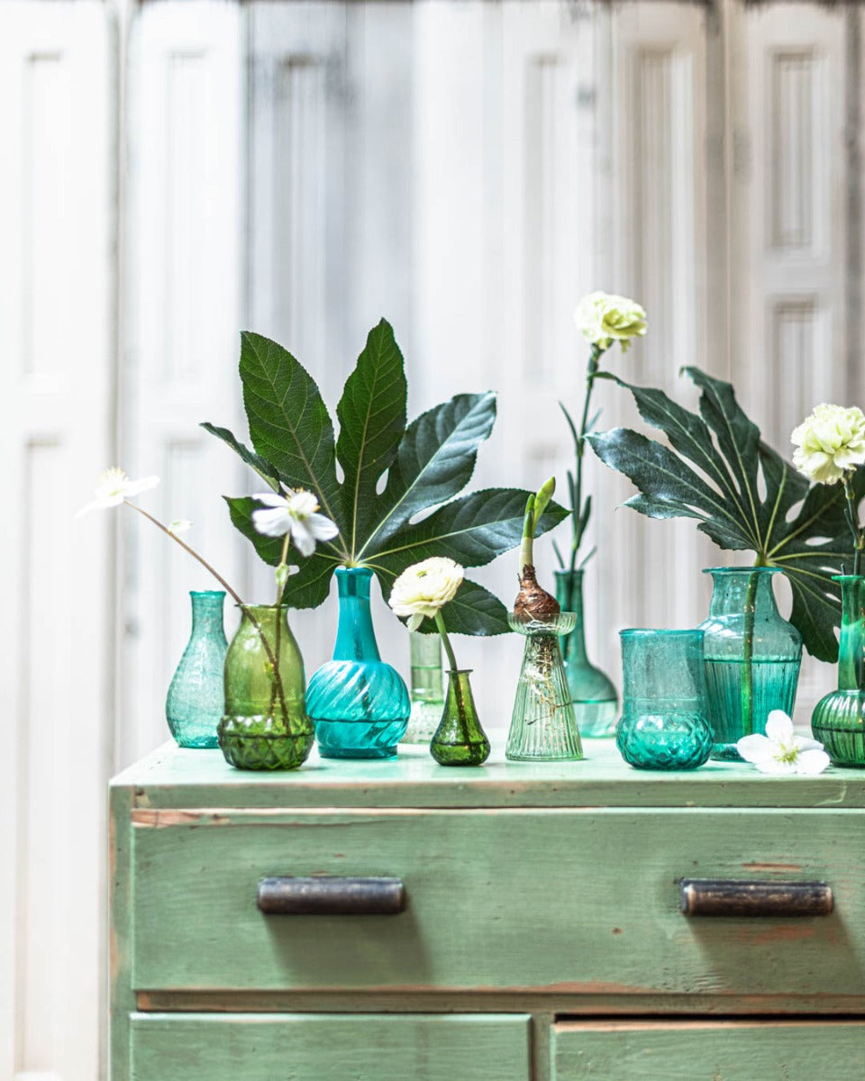 Vase green recycled glass WEL024