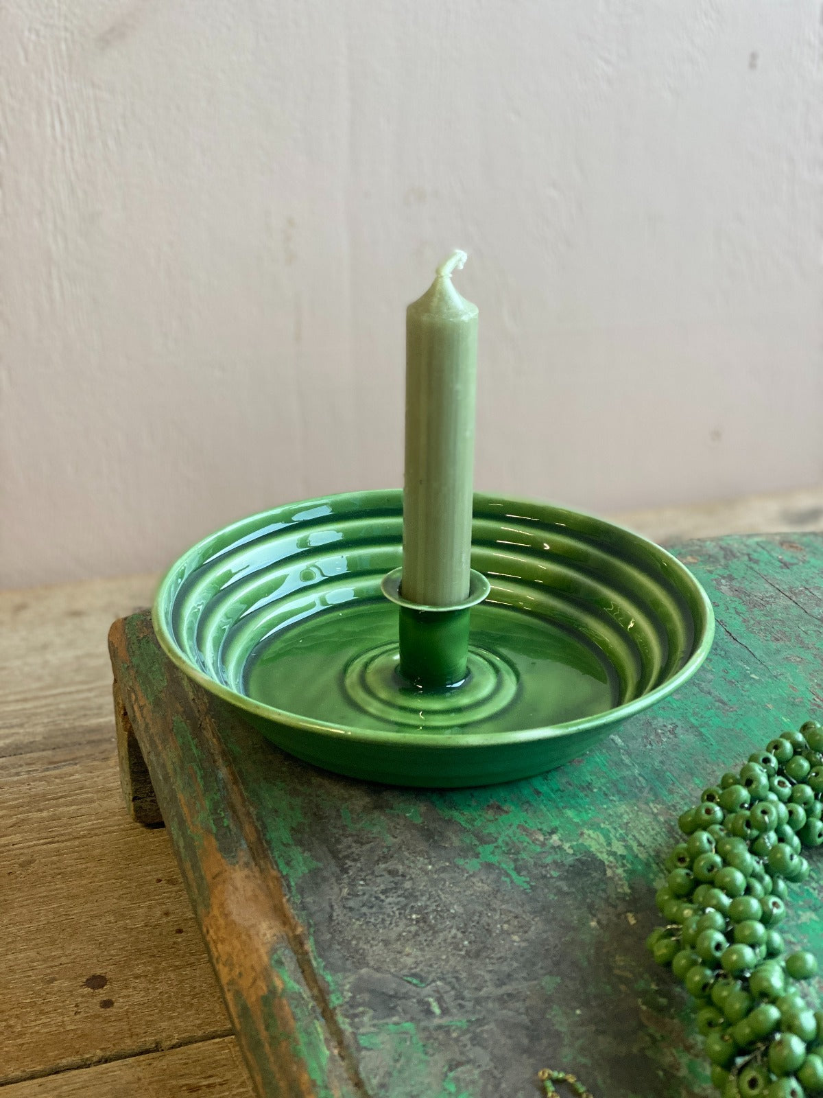 Candle holder green DG15