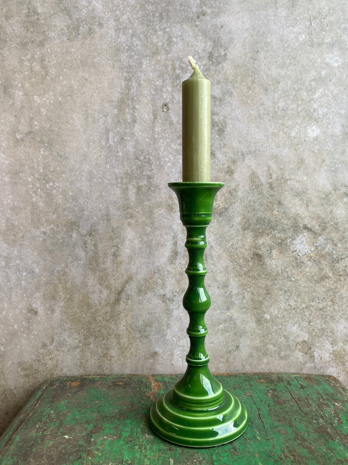 Bougeoir émaillé vert DG16