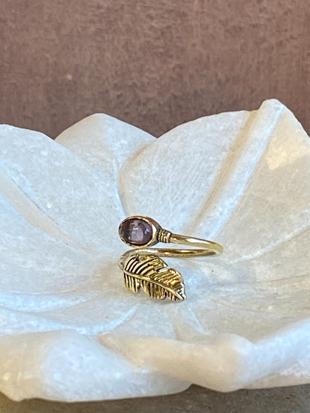 Bague plume & améthyste SI033