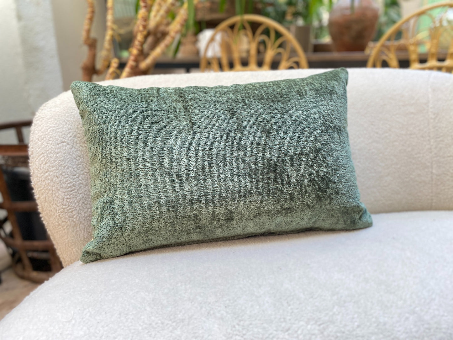 Chenille cushion cover Forrest green Sym504